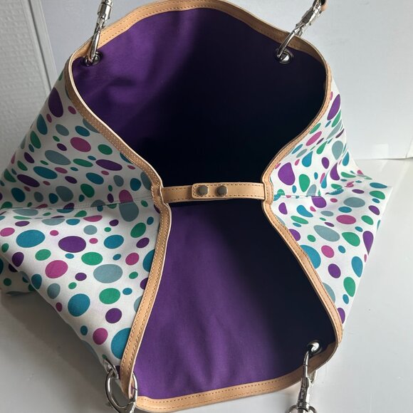 Amanda Smith Polka Dot Large tote/Shoulder Bag, Weekender, Grocery Bag in  purpl - Picture 3 of 12